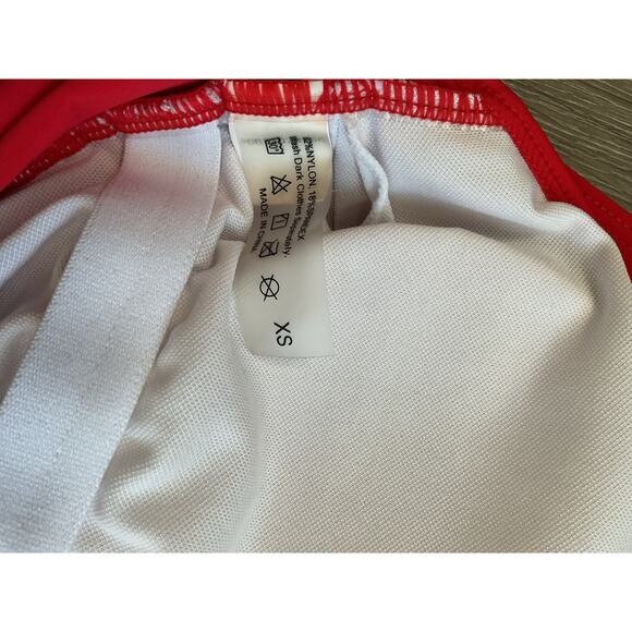 One Piece Ruched Side Halter‎ Neck Mesh Detail Red Bathing Swim Suit Womens XS - Picture 9 of 9